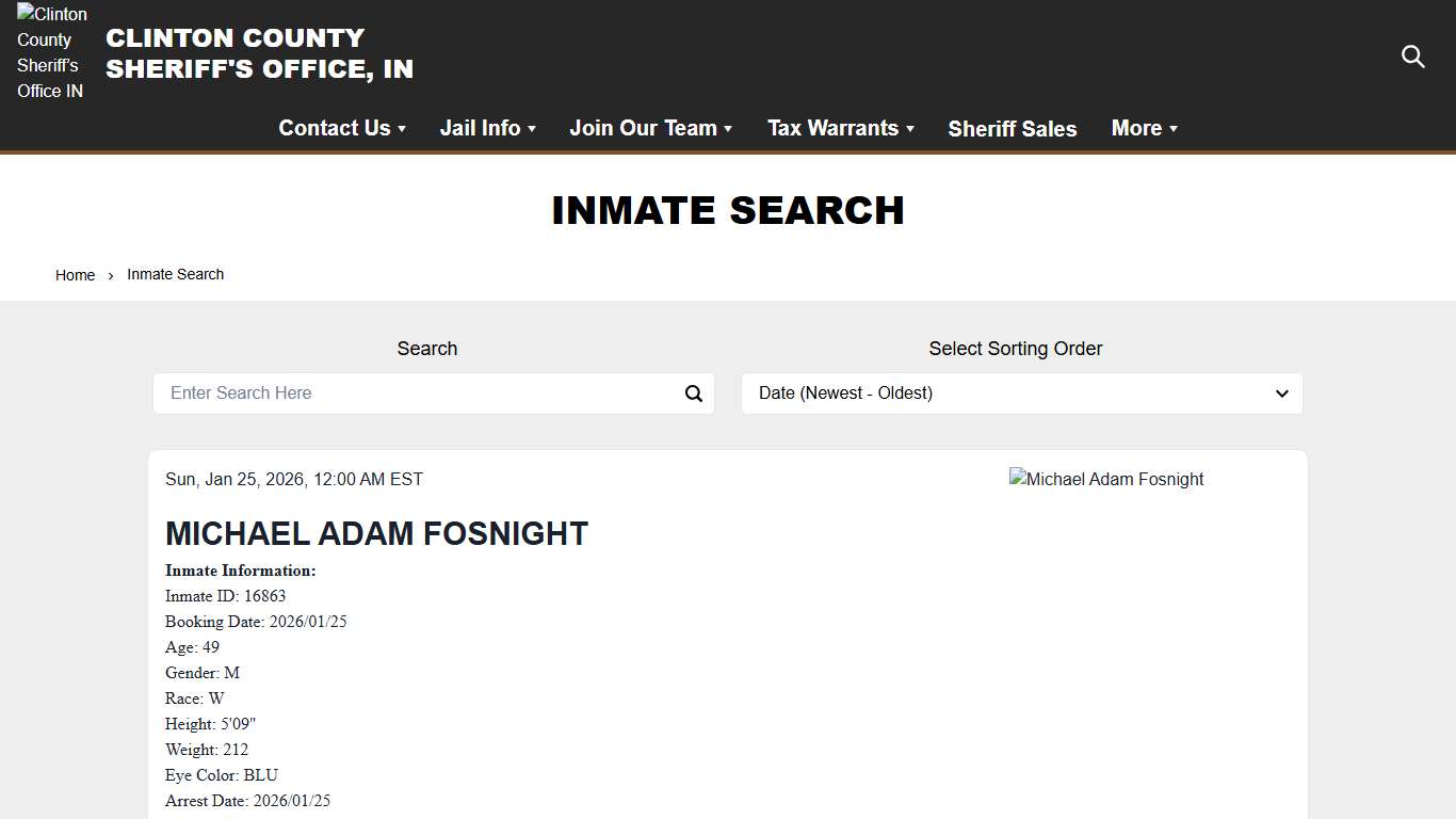 Inmate Search Clinton County Sheriff’s Office IN